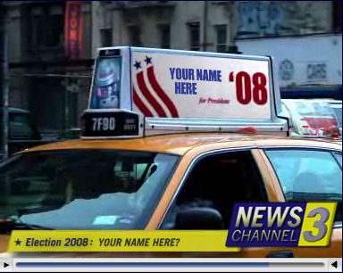 The taxi sign in the video can show any name you choose